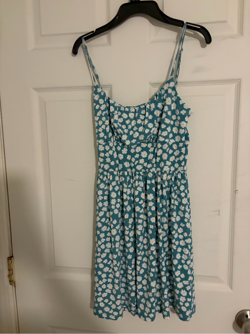 Aeropostale Teal Blue Daisy Print Spaghetti Strap Dress